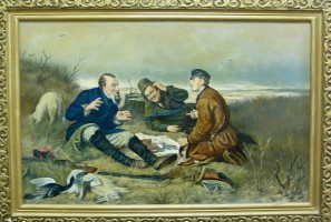  Охотники на привале, холст, масло, 87х55см.